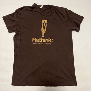 Bella Canvas Rethink Plastic Pollution Printed T Shirt Brown Large